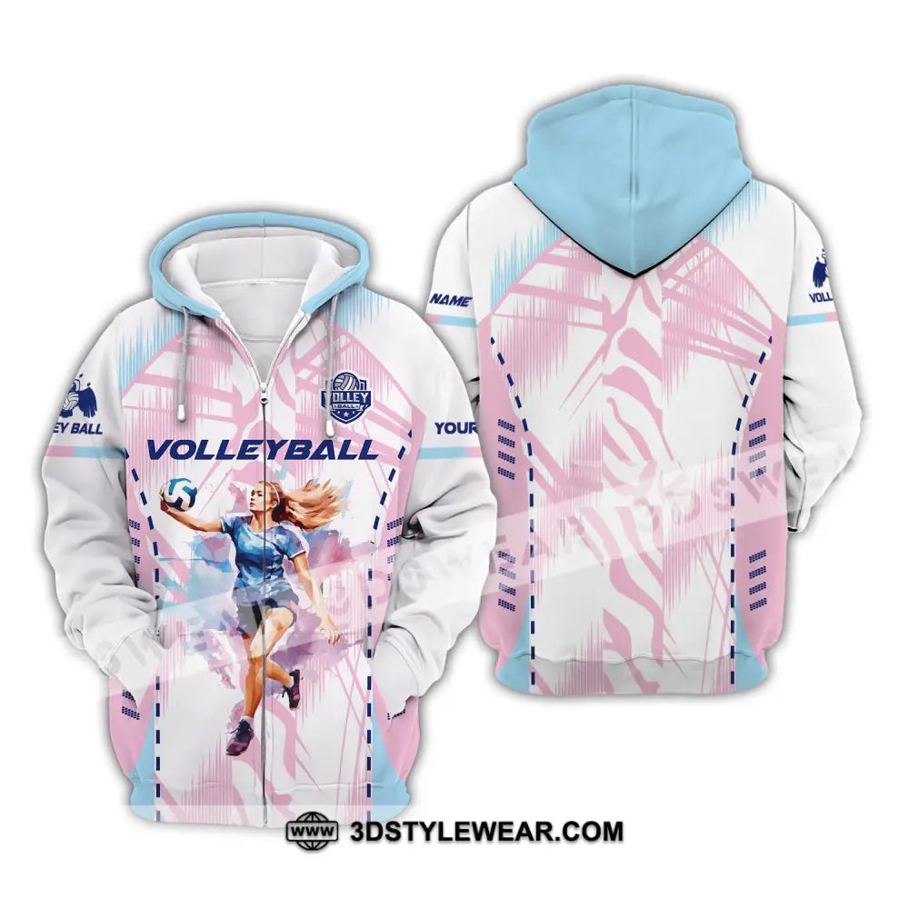 Woman Shirt Volleyball Custom Team T-Shirt For Club Gift Players Zipper Hoodie / S